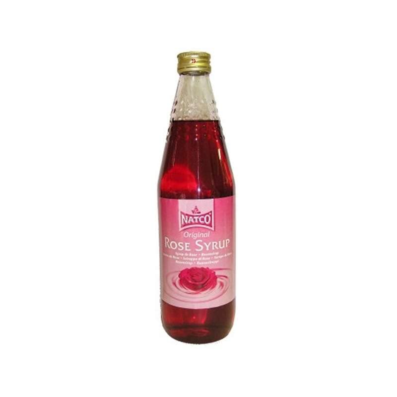 Jarabe de Rosa 725 ml en botella de vidrio, sirope floral para repostería, postres, cócteles, limonadas, té helado y bebidas con leche, aroma intenso estilo India