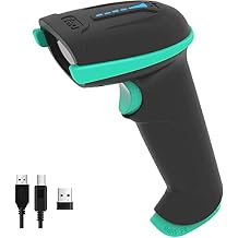 Tera Barcode Scanner Wireless Versatile 2-in-1 2.4Ghz Wireless+USB 2.0 Wired with Battery Level Indicator 328 Feet Transmission Distance Rechargeable 1D Laser Bar Code Reader USB Handheld Blue