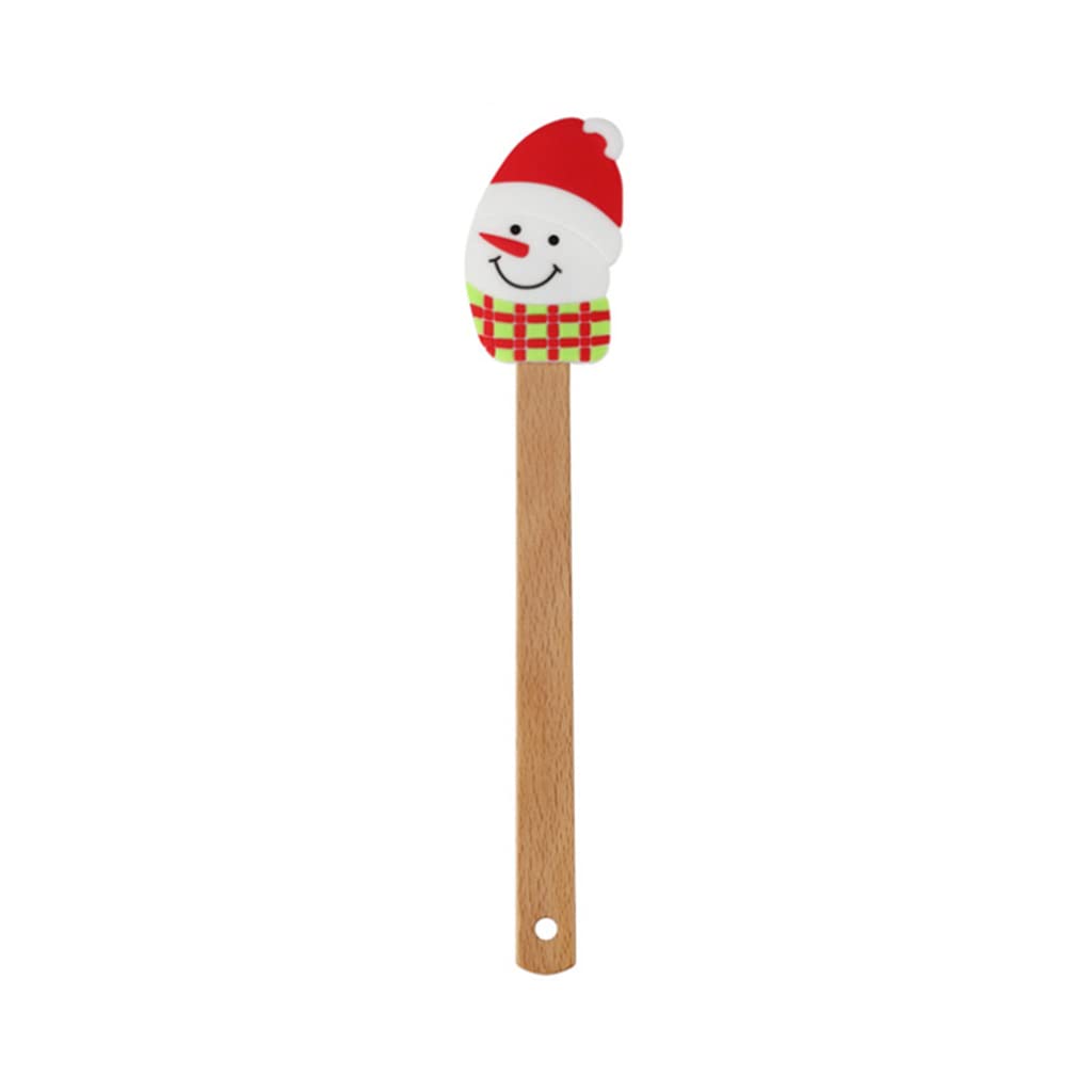 Buxuaaaa Snowman Spatula Anti-Scalding Wooden Handle Snowmen Pancake Spatula Christmas Kids Gift Cute Santa Tree Shape Baking Gift Pan Scraper With Handle