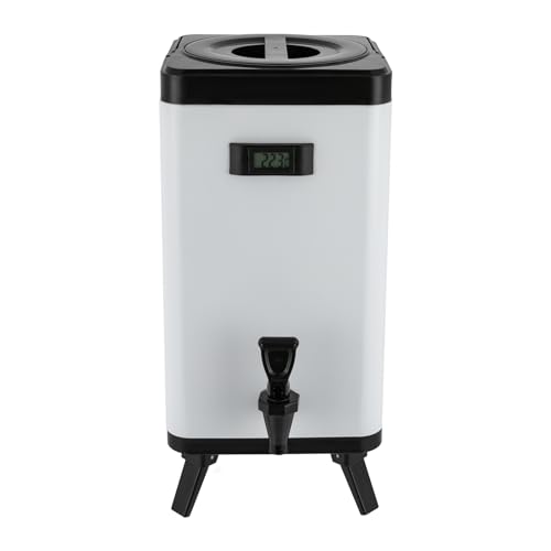 Stainless Steel Insulated Beverage Dispenser, 12L/ 3.17Gal Insulated Drink Dispenser with Faucet, Hot Drink Dispenser for Hot Tea, Cold Drinks, Juice (12L square white)