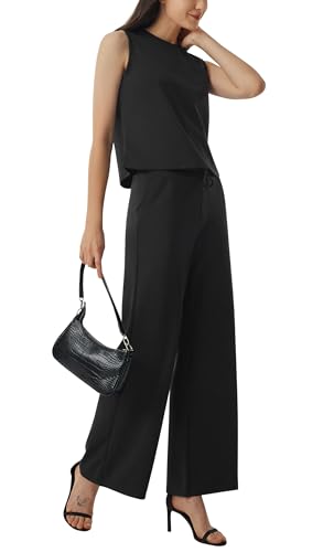 AFITNE Women's 2 Piece Outfits Air Essentials Sleeveless Tank Crop Top Wide Leg Sweatpants Lounge Set 2025 Tracksuit2