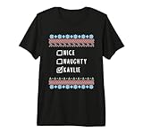 Nice, Naughty, Kaylie Christmas Ugly Sweater Style Premium Tri-Blend T-Shirt