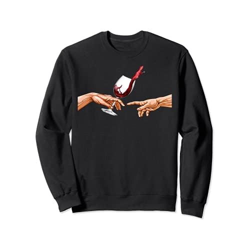 Creation of Adam Michelangelo Hand wine Rotwein wein Sweatshirt