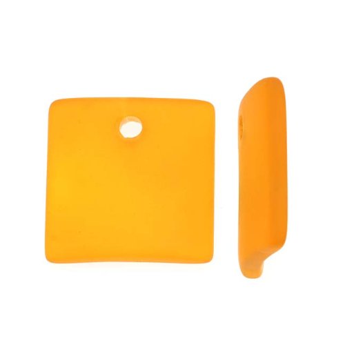 Beadaholique Cultured Sea Glass, Curved Square Pendants 22x22mm, 2 Pieces, Amber