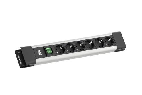 BACHMANN CONNECTUS 6xCEE7/3, 1xinterrupteur 2,0m CEE7/7 Grau