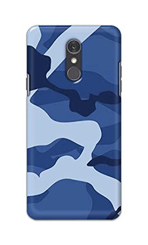 Image of Printed Hard Back Cover Case for LG Q7 | LG Q7 Plus Back Cover (Army Blue Pattern) -1302
