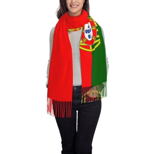 Portuguese flag Women's tassel scarf, warm evening dress shawl scarf, soft and comfortable long velvet tassel scarf2