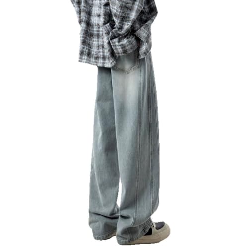Men's Baggy Jeans High Waisted Wide Leg Denim Pants Irregular Patchwork Skate Jean Pants with Pockets Jeans3