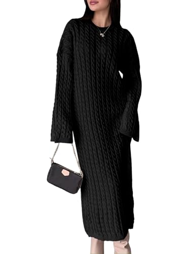 Saodimallsu Womens Oversized Sweater Dress Cable Knit Long Sweater Dresses
