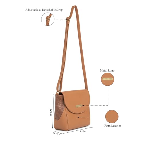 Image of Caprese Vani Medium Sling Bag for Women with Adjustable Strap, Zipper & Magnetic Button Closure | Versatile Handbag with Back Zip for Everyday Use, Travel, and Special Occasions