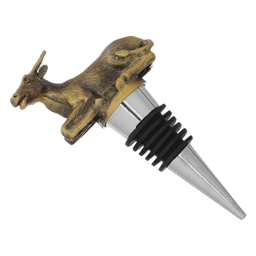 OFFSCH Tapón de Botella de Metal Forma de Búfalo de Aleación de Zinc, Color Bronce Envejecido, Reutilizable Prueba de Fugas, Tapa Decorativa para Conservar Vino en Fiestas y Hogar