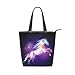 Produktbild Jeansame Canvas-Handtasche für Damen, Shopper, Tragegriff, Schultertasche mit Reißverschluss, Galaxy, Pferd, Sterne, Universum, Weltraum