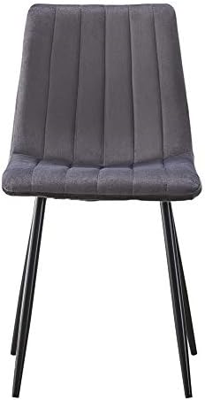 TUKAILAi 2 PCS Dining Chairs Velvet Upholstered Seat & Backrest Kitchen Chairs with Sturdy Metal Legs Lounge Reception Chairs Set of 2 with Padded Seat for Home Grey