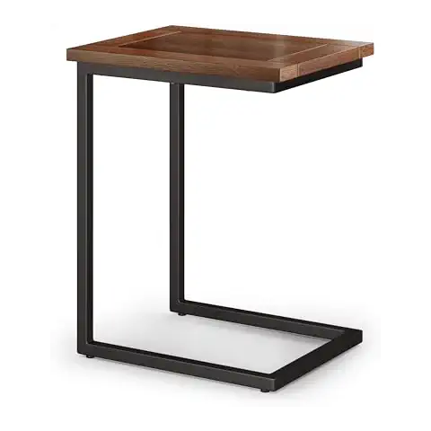 SIMPLIHOME Skyler SOLID MANGO WOOD and Metal 20 inch Wide Rectangle Wide C Side Table in Dark Cognac Brown, Fully Assembled, for the Living Room and Bedroom Cover