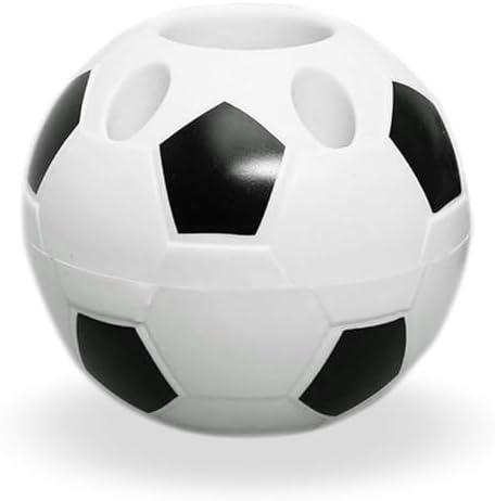 2 Packs Pen Rack Holder Soccer Shape Desktop Ornament for New School Season or Birthday Stylish Pencil Holder (Black-white) image 4