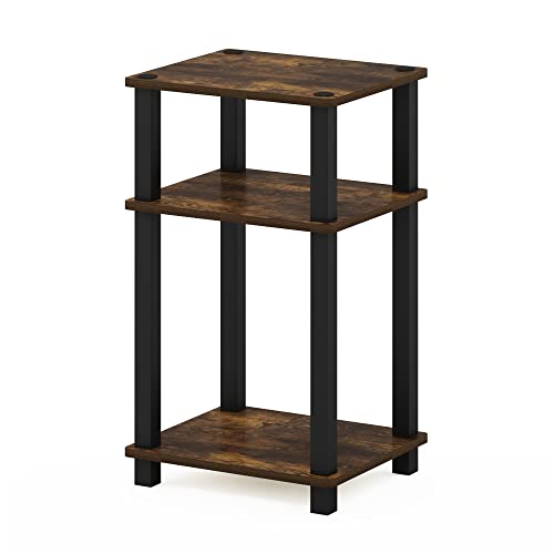 Furinno JUST Side Table, 3-Tier Open Shelf End Table, Toolless Assembly Night Stand, Bedside Table with Square Tube, for Living Room, Bedroom, Amber Pine by Furinno - Image 5