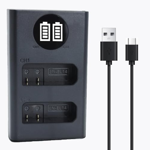 KWTOUL EN-EL14 MH-24 �o�b�e���[�[�d�� USB �f���A���[�d�� LCD�f�B�X�v���C�t�� �Ή� Nikon D3100, D3200, D3300, D3400, D3500, D5100, D5200, D5300, D5500, D5