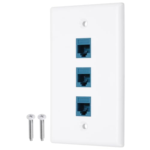 Placa de pared Ethernet Cat 6 con 3 puertos RJ45 hembra jack keystone acoplador red blanco