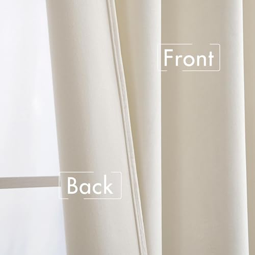 Image of MIULEE Ivory Blackout Velvet Curtains Drapes 108 Inch Long 52 inchx108 inch Bedroom | Luxurious Bedroom Living Room Decor, Room Darkening, Thermal Insulated, Rod Pocket Design, Super Soft Fabric, Extra Long