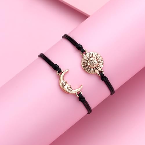 Best Friends Matching Sun Moon Bracelet Adjustable Friendship Cord BFF B by Qermolas - Used condition - Image 3