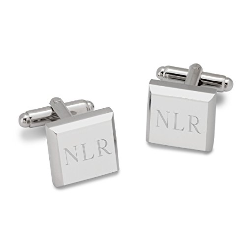 Product Image of the Custom Men’s Cuff Links with Engraved Initials (Modern Square) - Personalized Wedding Cufflinks for Groomsmen, Groom, Father of the Bride, Father of the Groom
