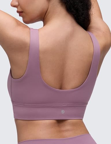 Image of CRZ YOGA Butterluxe U Back Sports Bras | Light Support, Removable Pads, Yoga, Extremely Soft, Longline, Scoop Neck, Wide Straps, for Women