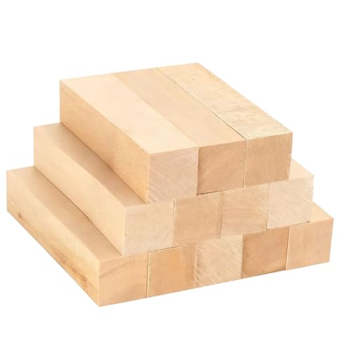12 Pcs Basswood Carving Blocks Soft Basswood for Easy Carving Unfinished Wood Blocks for Whittling Ideal for Beginners Adults DIY Craft 4x1x1 inch