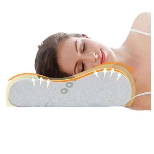 Memory Foam Kopfkissen, Orthopädisches Nackenstützkissen für Seiten- und Rückenschläfer, Visco Schlafkissen mit Bambus Bezug, Ergonomisches Nackenkissen für HWS