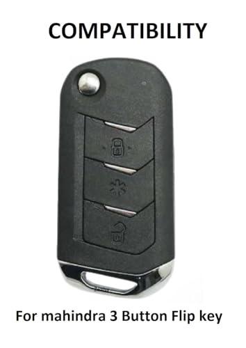 Image of Car Key Cover Compatible with Mahindra Scorpio N | 3Xo | Xuv 300 | Marazzo | Xuv 700 | Xuv 400 Ev | Bolero | Thar | Thar Roxx 3 Button Flip Key