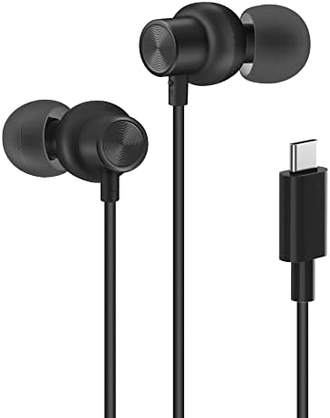 PALOVUE USB Type C Headphones in Ear Earphones Earbuds with Mic and Volume Control Compatible with Google Pixel Samsung Oneplus Huawei Sony MacBook Black