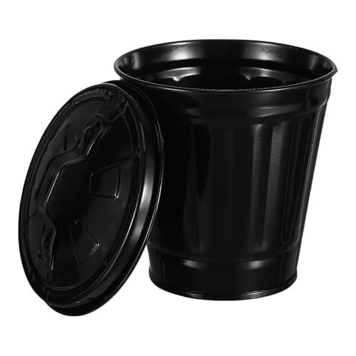 Operitacx Desktop Waste Container with Lid, Compact Dark Covered Trash Bin for Living Room and Bedroom, Decorative Utility Garbage Can for Tabletop Storage