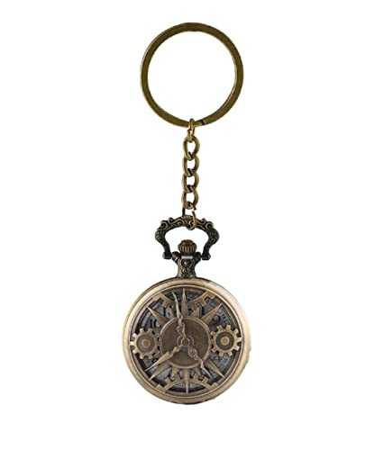 Image of AUGEN Premium Pocket Watch Metal Keychain Mechanical Retro Vintage for Gifting With Key Ring Anti-Rust (Pack Of 1)