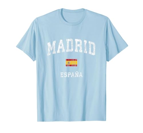Madrid Spain Espana Vintage Athletic Sports Design T-Shirt, Men, Baby Blue, Small