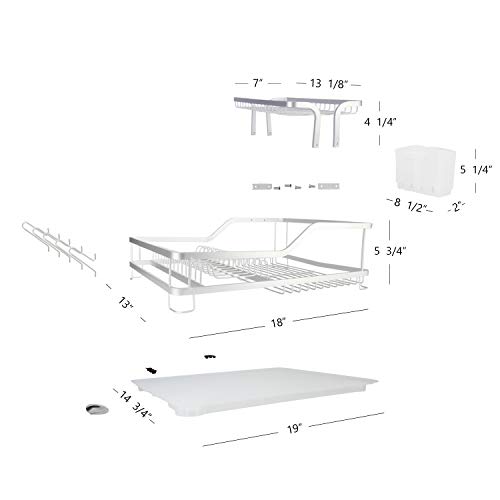 Evelyne GMT-10219 Kitchen Aluminum Frame Tier Dish Drying Counter Top Rack With Utensils Holder