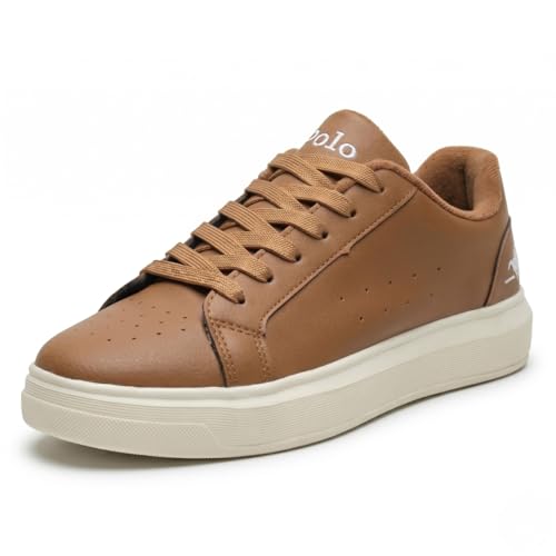 Sapatênis Casual Masculino Polo Sola Reta Tênis Adulto Confortavel Caramelo