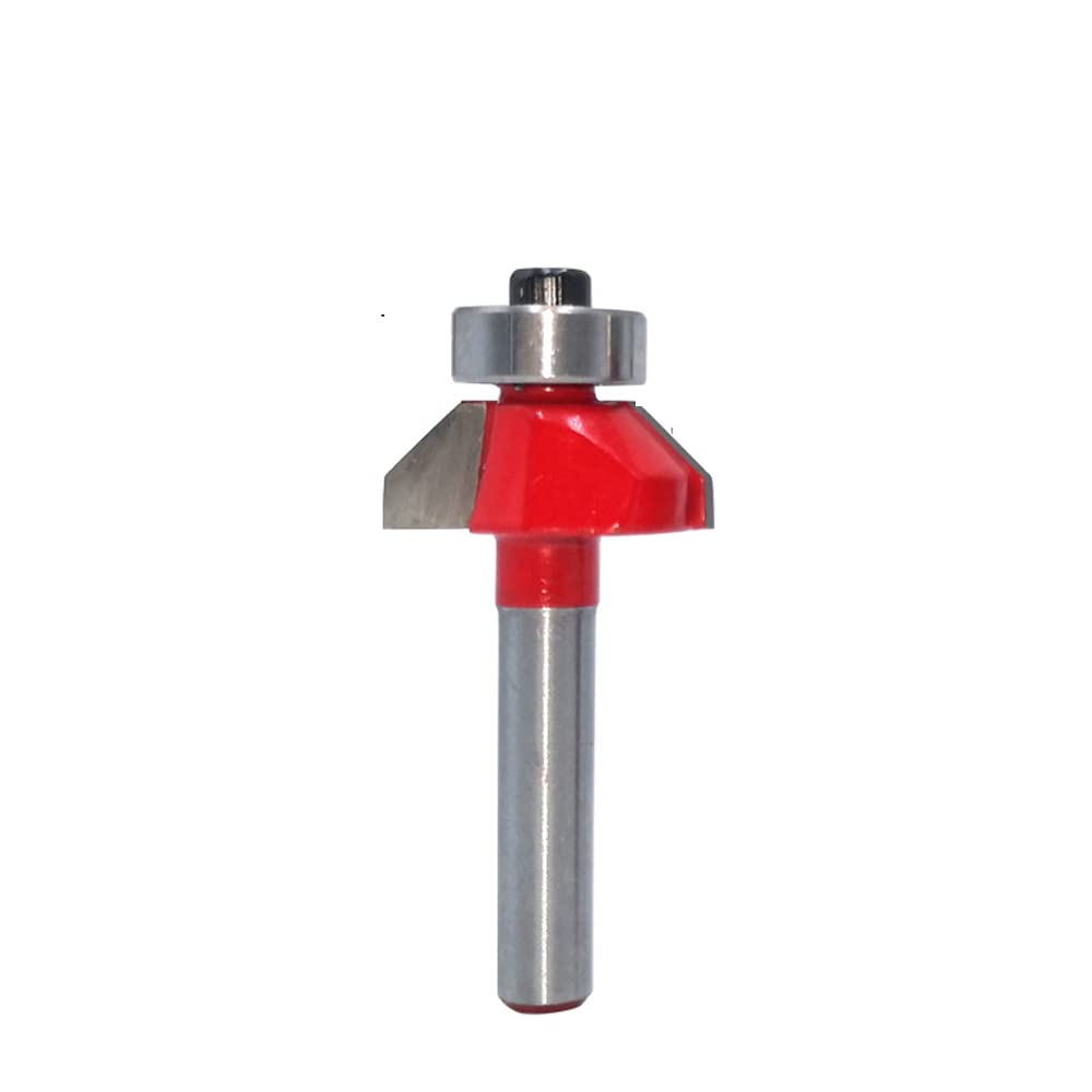 Milling cutter，Rabbet Router Bit, Beading Column Milling Cutter，Chamfer Router Bit, 1/4 Inch Shank 45 Degree Bevel Edge Forming Milling Cutter with Top Bearing, Tungsten Carbide Edge Molding Woodworki