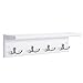 SONGMICS Entryway Hanging Coat Rack, with 4 Double Hooks, Wall Floating Shelf, White ULHR42WT