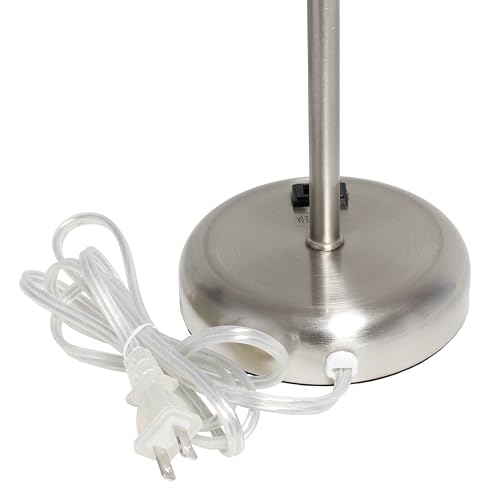 Simple Designs LT2024-NAV Brushed Steel Stick Table Desk Lamp with Charging Outlet and Drum Fabric Shade, Navy Blue Shade - Thumbnail 4