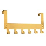 Snailhouse Over The Door Hooks for Hanging, Stainless Steel Door Hanger Towel Rack Holder with 6 Hooks for Bathroom, Bedroom, Kitchen, Gold