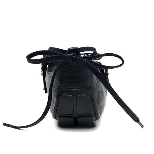 Women's Ballet Flats Lace up Mary Jane Flats with Bowknot Round Toe Comfort Uniform Dress Shoes Soft Glitter Ballerina Walking Shoes with Sequin4