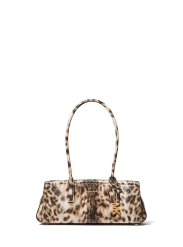 Michael Kors Women's Laila Small Shoulder Tote Bag, Gold-Tone Hardware/Printed Bobcat Leather/Burnt Khaki