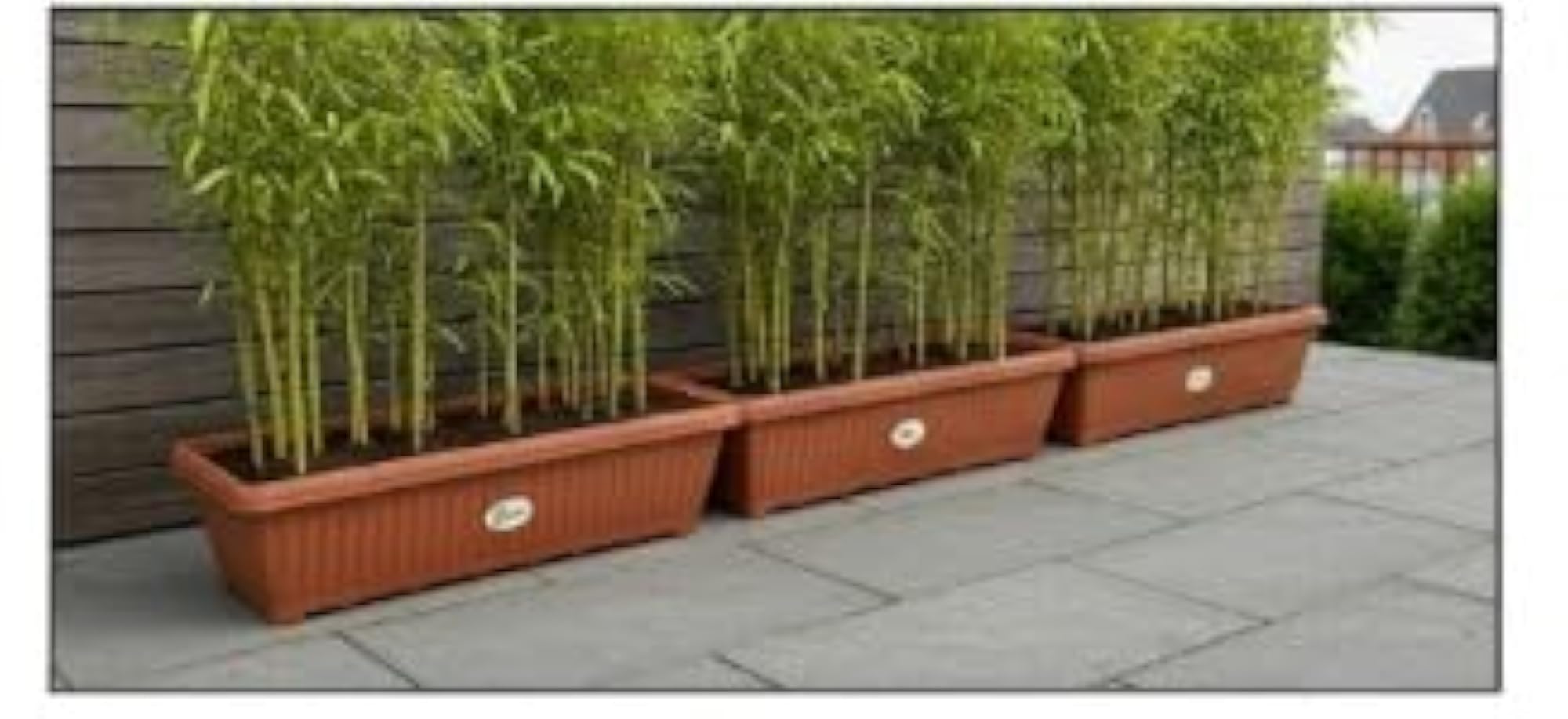 25 Inch Rectangular Planter Pot - Brown, Indoor/Outdoor Plastic Flower Pot, Pack of 3