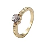 Anillos Clásicos Circonita Redonda de Cristal Tallar Alianza Boda Accesorios para Joyería de Mujer Anillo Regalo Atractivo Diseño