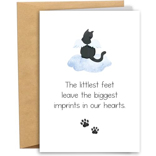 RYYike Cat Sympathy Card for Him Her, Pet Loss Sympathy Gift for Cat Mom Dad, Sorry for Your Loss Card, Thinking of You Gift, The Biggest Imprints In Our Hearts