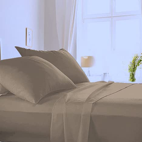 Made in Italy - Parure de lit de différentes tailles + taies d'oreiller en pur coton de haute qualité, 100 % fabriqué en Italie (dessous avec angles H 20 cm) l'original BEE by Angel's (taupe Cover