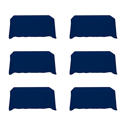 Photo 1 of 6 Pack Navy Blue Tablecloths for 6 Foot Rectangle Tables 90 x 132 Inch - 6ft Rectangular Bulk Linen Polyester Fabric Washable Long for Wedding Reception Banquet Party Buffet Restaurant