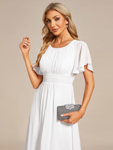 Image of Ever-Pretty Women's Chiffon Crew Neck Empire Waist Wedding Guest Dress Summer Short Sleeve Semi Formal Dresses 02053