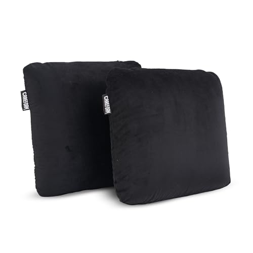 Image of CareFoam Memory Foam Square Cushion for Car, Sofa /Diwan, Bed, Chair & Decoration | Highly Durable, Hypoallergenic | 14 inchx 14 inch x 4 inch | Velvet Cover | Black, Pack of 2