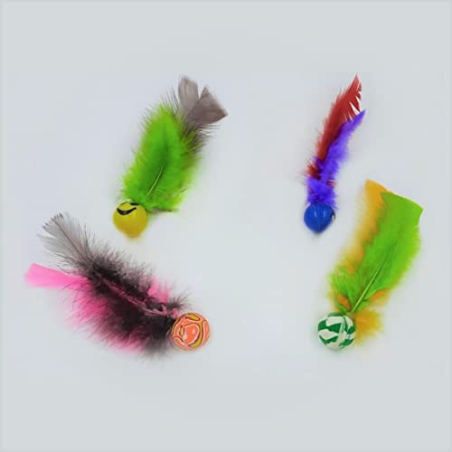 Brinquedo para Gatos Bolinha que Pula e Pena Colors KIT com 4 unidades