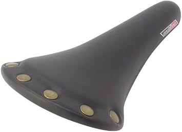 PRO+ Bicycle Saddle Brass Button Vinyl Top, PU Foam, Silver Steel Rails